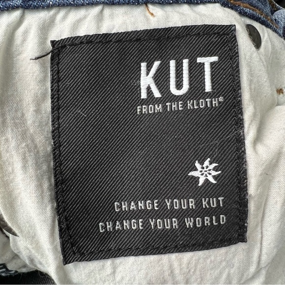 Kut from the Kloth Reese ankle straight cropped eyelet embroidered raw jeans 0 - Picture 13 of 15